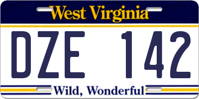 WV license plate DZE142