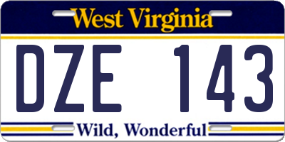 WV license plate DZE143
