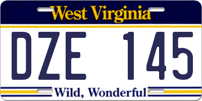 WV license plate DZE145