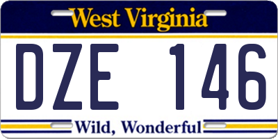 WV license plate DZE146