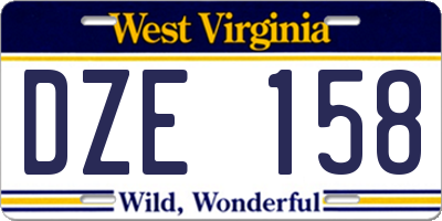 WV license plate DZE158