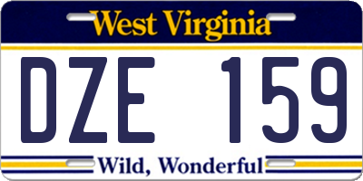 WV license plate DZE159