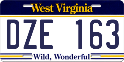 WV license plate DZE163
