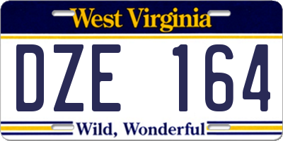 WV license plate DZE164