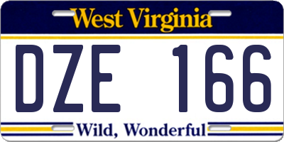 WV license plate DZE166