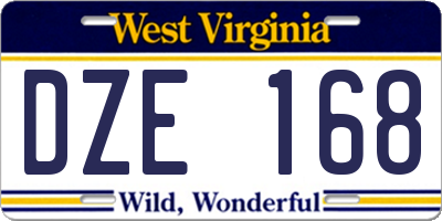 WV license plate DZE168