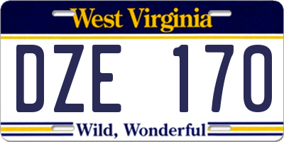 WV license plate DZE170