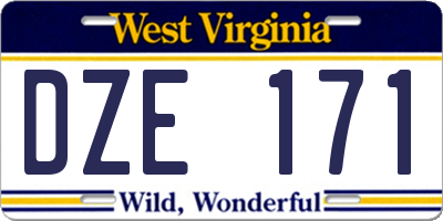 WV license plate DZE171
