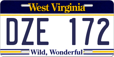 WV license plate DZE172