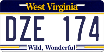 WV license plate DZE174