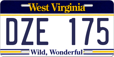 WV license plate DZE175