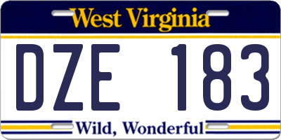 WV license plate DZE183