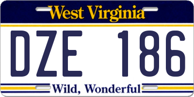 WV license plate DZE186