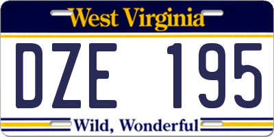 WV license plate DZE195