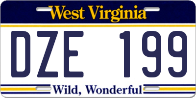 WV license plate DZE199