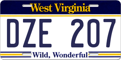 WV license plate DZE207