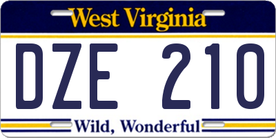 WV license plate DZE210