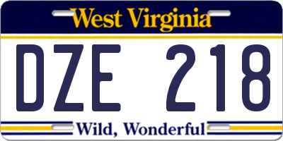WV license plate DZE218