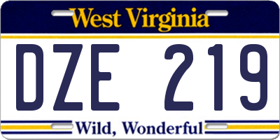 WV license plate DZE219