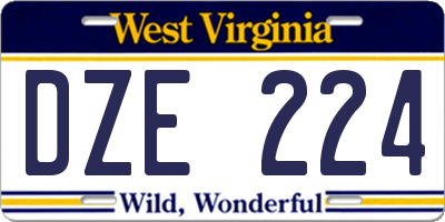 WV license plate DZE224
