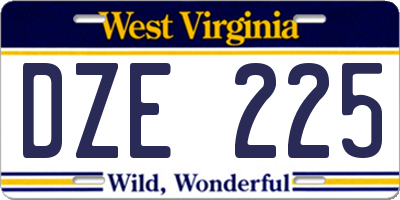 WV license plate DZE225