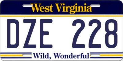 WV license plate DZE228