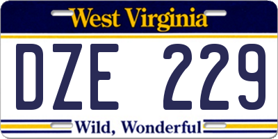WV license plate DZE229