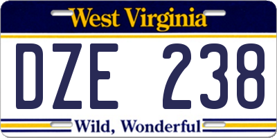WV license plate DZE238