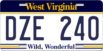 WV license plate DZE240
