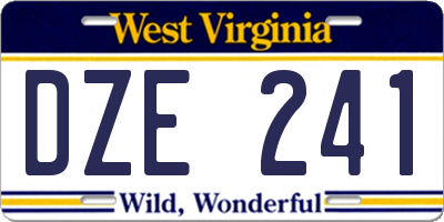 WV license plate DZE241