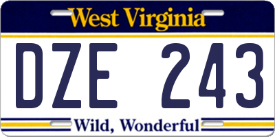 WV license plate DZE243