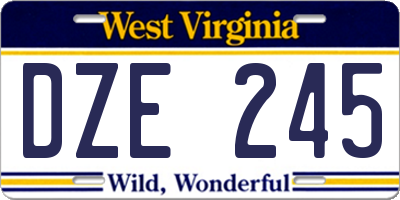 WV license plate DZE245