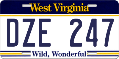 WV license plate DZE247
