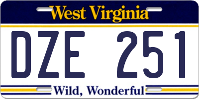 WV license plate DZE251