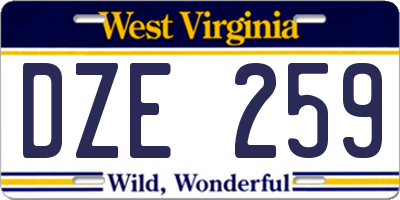 WV license plate DZE259
