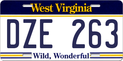WV license plate DZE263