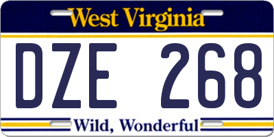 WV license plate DZE268