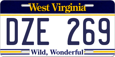 WV license plate DZE269