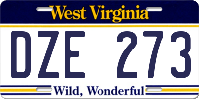 WV license plate DZE273