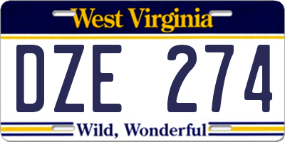 WV license plate DZE274