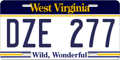 WV license plate DZE277