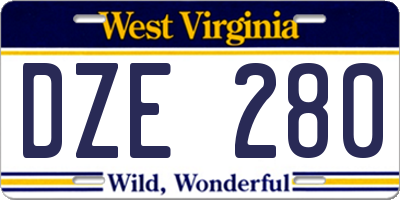 WV license plate DZE280