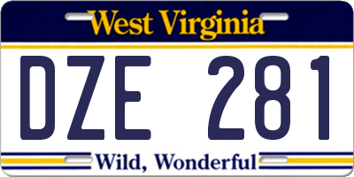 WV license plate DZE281