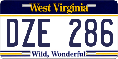 WV license plate DZE286