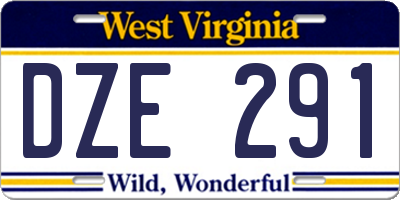 WV license plate DZE291