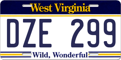 WV license plate DZE299