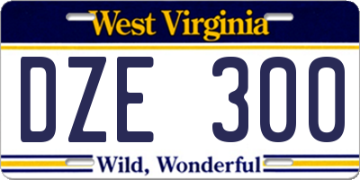 WV license plate DZE300