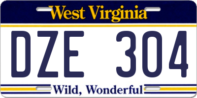 WV license plate DZE304