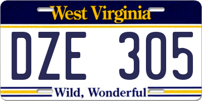 WV license plate DZE305