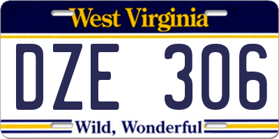 WV license plate DZE306